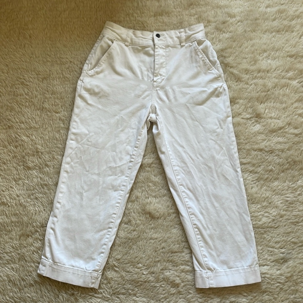 Everlane Cropped Barrel Pants in White Size 8